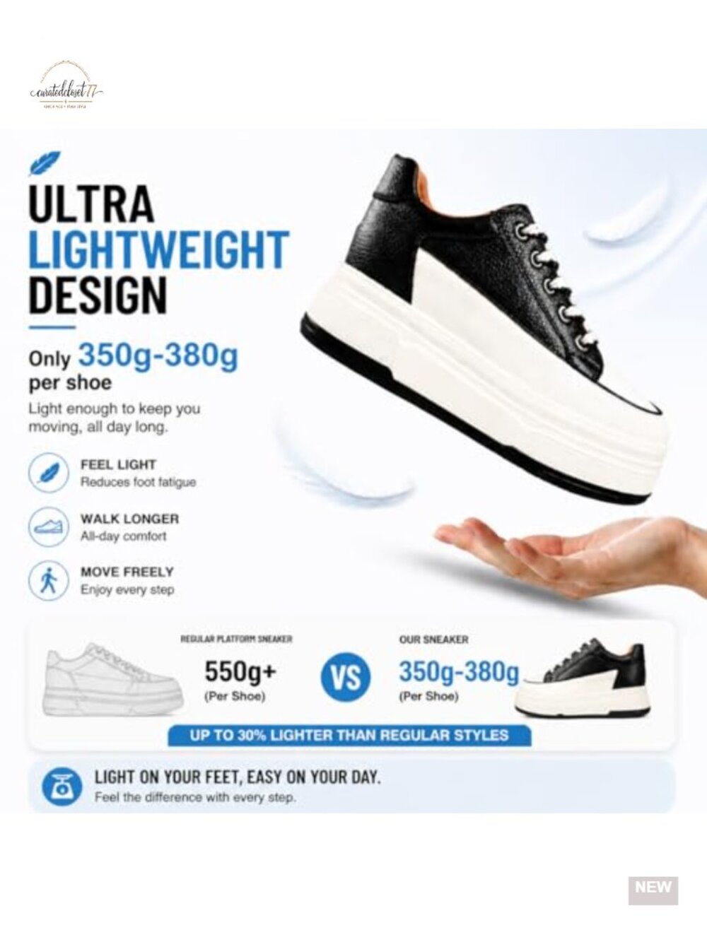 Women's Chunky Platform Sneakers Cushioned Lace Up Casual Walking Shoes - Picture 4 of 6